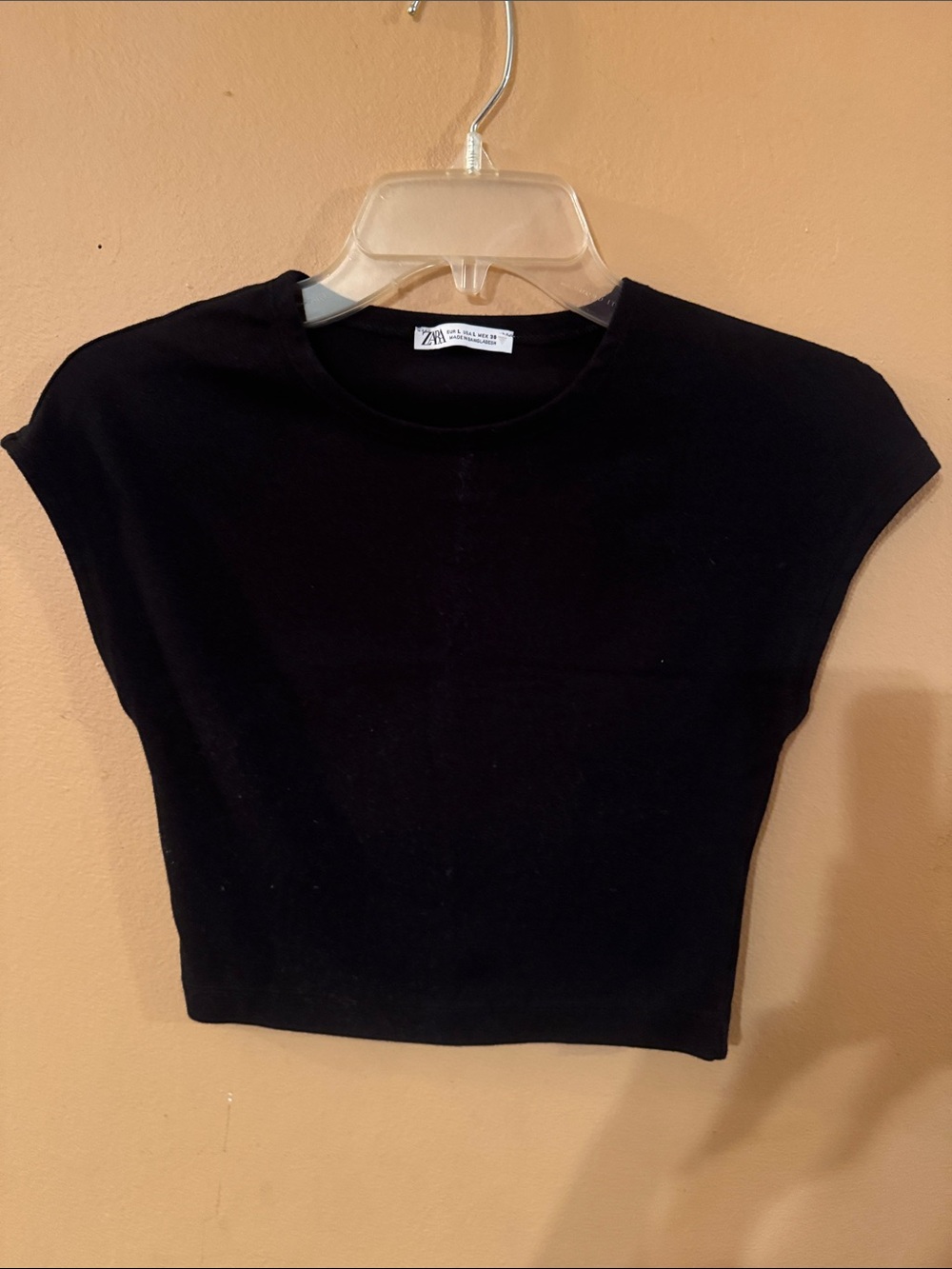 Zara Black Short Sleeve Cropped Top